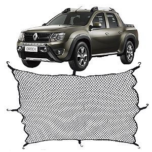 Rede Caçamba Renault Oroch 140x140 Reforçada Com Elástico Nas Pontas e 8 Ganchos Para Separar e Conter Cargas