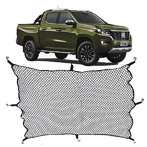 Rede Caçamba Fiat Titano 140x140 Reforçada Com Elástico Nas Pontas e 8 Ganchos Para Separar e Conter Cargas