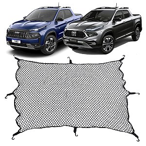 Rede Caçamba Fiat Toro 140x140 Reforçada Com Elástico Nas Pontas e 8 Ganchos Para Separar e Conter Cargas