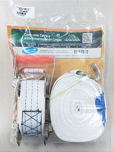 Cinta Com Catraca Para Amarração de Cargas 1,5 Toneladas com Fita 9 Mts e 50mm Largura Gancho e Catraca Reforçada