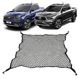 Rede Caçamba Fiat Toro 100x100 Poliéster com Ganchos Plásticos e Elástico nas Pontas