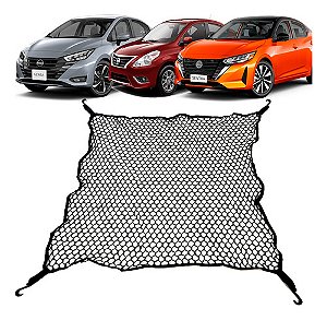 Rede Porta-malas Nissan Versa e Sentra 100x100 Poliéster com Ganchos e Elástico nas Pontas