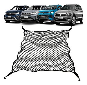 Rede Porta-malas T-Cross Nivus Tera Tiguan 100x100 Poliéster com Ganchos e Elástico