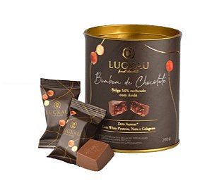 Bombom de Chocolate Belga ao Leite Zero Açúcar Luckau - Cacau com Avelã 200g