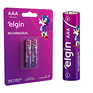Pilha AAA Recarregável Elgin 1.2V 900MAH Blister com 2 UN