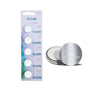 Bateria de Litio Elgin CR2025 Blister com 5 Unidades