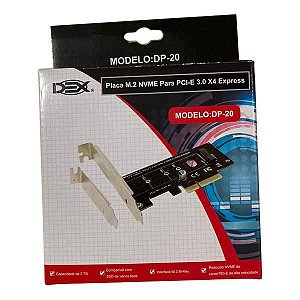 Placa M.2 NVME Para PCI-E 3.0 X4 DEX DP-20