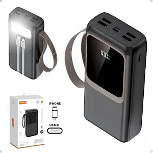 Carregador PowerBank Portátil 30000mah Pd 22,5W Com Lanterna