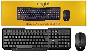 Kit Teclado e Mouse Sem Fio Brigth COD: 0055