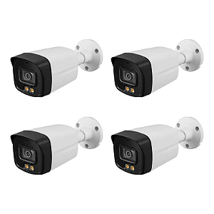 Kit Com 4 Câmeras Bullet Full Color 1080P 2MP 2.8MM