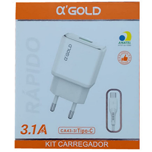 CARREGADOR CELULAR TIPO C AGOLD CA43-3 3.1A