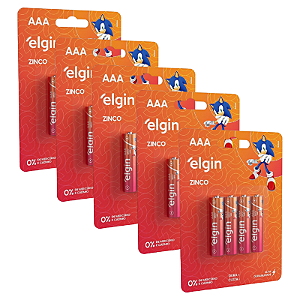20 Pilhas Palito AAA Zinco 5 Cartelas Com 4 Unidades Elgin