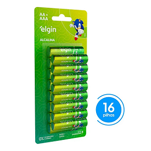 PILHA AA+AAA ALCALINA ELGIN BLISTER COM 16 UN / 8AA / 8AAA