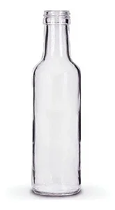 40 UN. GARRAFA DE VIDRO CILINDRICA 250 ML COM TAMPA E LACRE