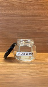 POTE DE VIDRO SEXTAVADO 170 ML COM TAMPA E LACRE