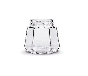 200 UN. POTE DE VIDRO SEXTAVADO 230 ML COM TAMPA E LACRE
