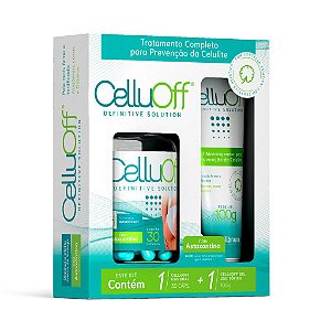 Gel Massageador Para Prevenção de Celulite - Kit Celluoff 30 Cápsulas + 100G