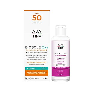 Protetor Solar Clareador Biosole Oxy FPS50 Vit C 40ml + Loção Anti-Idade Berry Fruits Antioxidante 100ml