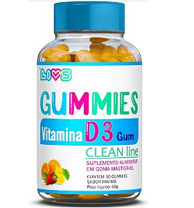 Vitamina D3 Com Fórmula Exclusiva 100% Natural E Produzida Com Pectina E Tapioca Sabor Frutas - 30 Gummies | LIVS