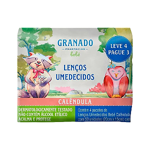 Kit Lenços Umedecidos Bebê Calêndula | Leve 4 e Pague 3 | Granado