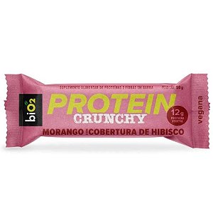 Barra c/ 12g Proteína | Morango com Hibisco Crunchy 50g - biO2