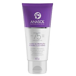 Protetor Solar Facial FPS75 UVB+UVA Amplo Espectro 60g - Anasol