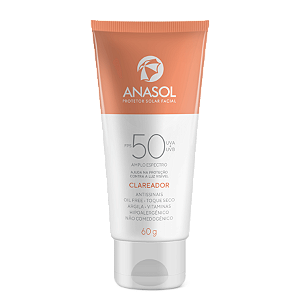 Protetor Solar Facial Clareador Antissinais FPS50 UVB+UVA Amplo Espectro 60g - Anasol