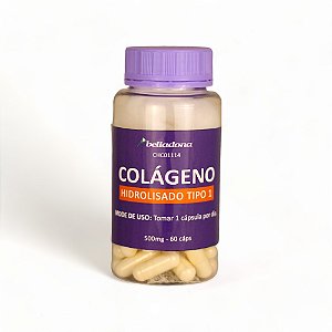 Colágeno Hidrolisado Tipo 1 - 500mg - 60 cápsulas - Belladona