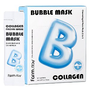 Pack de Máscara Facial Microbolhas - Wash Bubble Colágeno 20un - Farmstay