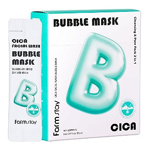 Pack de Máscara Facial Microbolhas - Wash Bubble Cica 20un - Farmstay