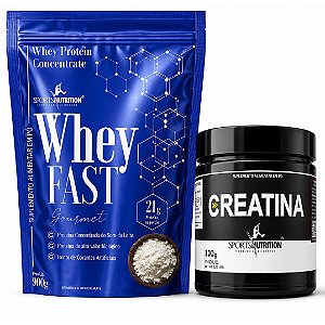 Whey FAST Gourmet 900g Doce de Leite + Creatina Natural 100g – Sports Nutrition