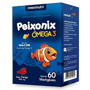 Ômega 3 Mastigável - Peixonix - DHA90/EPA60 Sabor Cereja 60 sáps