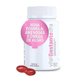 Suplemento Alimentar Vital Gestante DHA - Óleo de Amêndoas + Ômega de Algas + Multivitamínico - 60 cáps