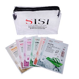 Kit 6 Máscaras Faciais Cuidado Diário + Necessaire - Sisi cosméticos + Brinde Surpresa