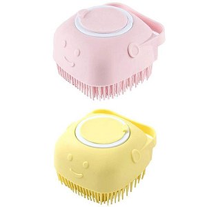 ESPONJA DE SILICONE PARA BANHO C/ DISPENSADOR DE SHAMPOO - QBM00516