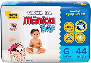 Fralda Turma da Monica Baby Mega P 62 Unidades, Turma da Mônica Baby G - 44