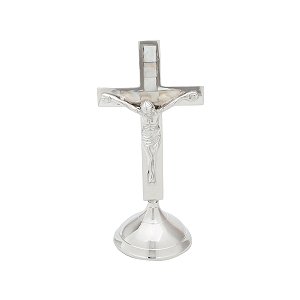 CRUCIFIXO METAL C/BASE MADREPEROLA