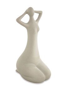 ESCULTURA DECORATIVA MULHER EM PORCELANA BRANCA