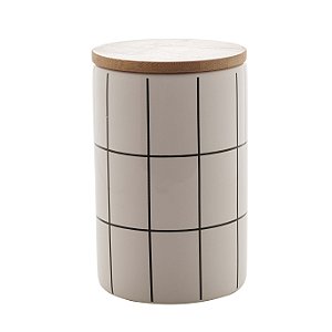 POTICHE DECORATIVO DE CERAMICA C/TAMPA DE BAMBU TURIM BRANCO