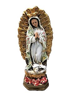 ESCULTURA NOSSA SENHORA DE GUADALUPE PINTADA A MAO EM GESSO