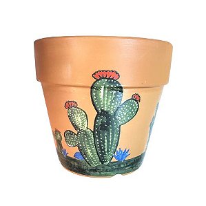 VASO TERRACOTA CACTO EM CERAMICA G