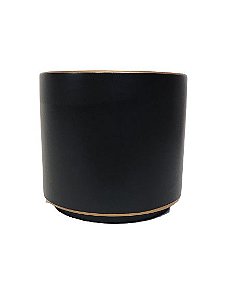 CACHEPOT EM CERAMICA PRETO E DOURADO