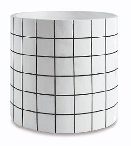 CACHEPOT BRANCO E PRETO GEOMETRICO EM CIMENTO G