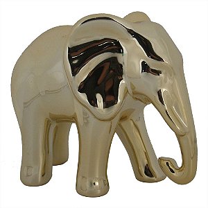 ESCULTURA ELEFANTE DE CERAMICA DOURADO P