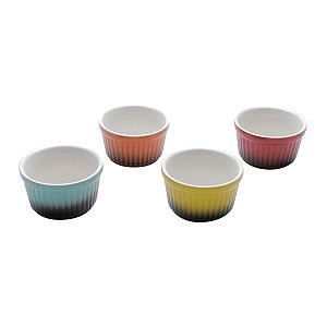 CJ 4 PETISQUEIRAS PORCELANA CUTE ROUND COLORIDAS