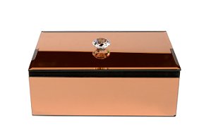 CAIXA DECORATIVA DE VIDRO EVIDENCE ROSE GOLD G