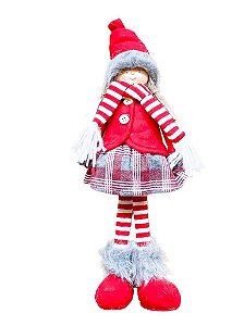 BONECO DECORATIVO MENINA COM GORRO E CACHECOL