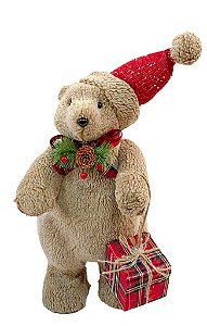 URSO DECORATIVO EM PE COM GORRO E PRESENTE