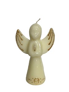 Vela Anjo Branco Natalino c/ouro