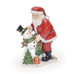 PAPAI NOEL C/BONECO DE NEVE EM RESINA